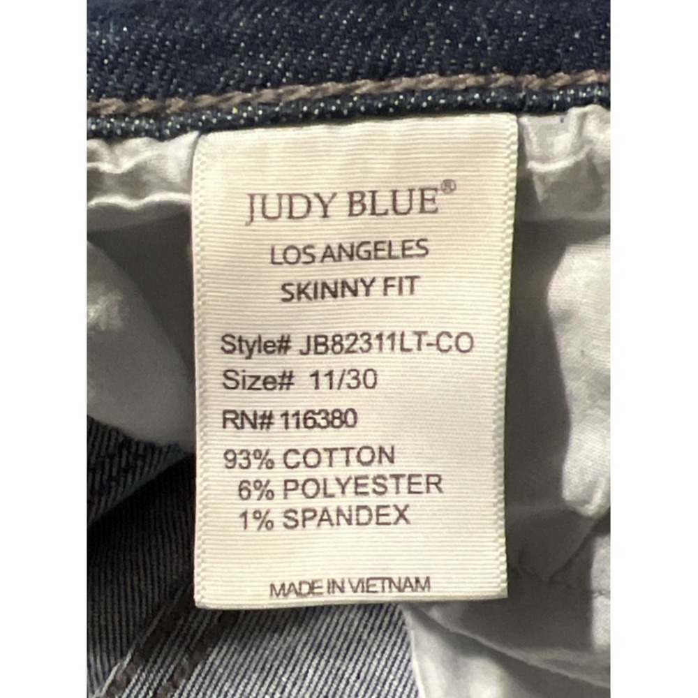 Judy Blue High Rise ButtonFly Destroyed Splatter Skinny Jeans SZ 11/30 (32x26) - Picture 6 of 12